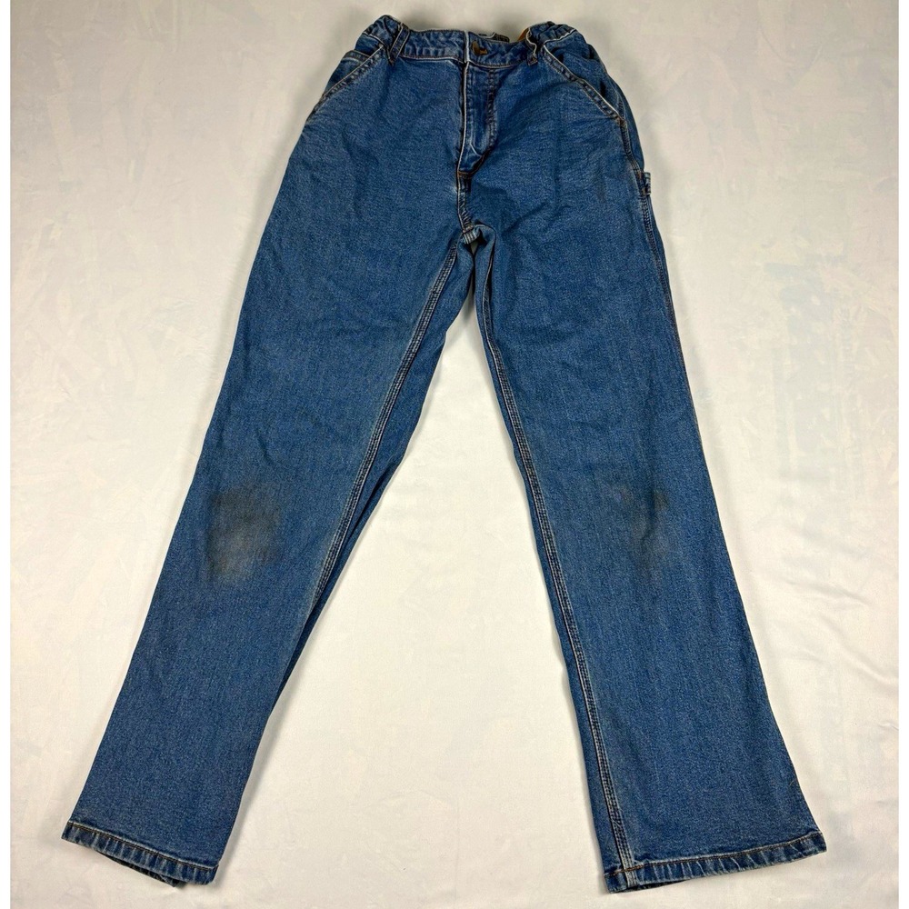 Carhartt Carpenter Jeans Boys Youth Size 14 M Wash Adjustable Waist Workwear